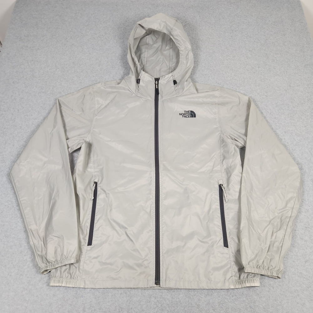 North Face Windbreaker Mens Medium Gray Light Packable Fullzip Hooded Ripstop